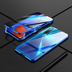 Luxury Aluminum Metal Frame Mirror Cover Case 360 Degrees T02 for Huawei Nova 6 5G Blue