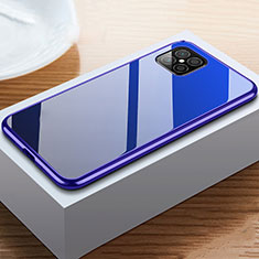 Luxury Aluminum Metal Frame Mirror Cover Case 360 Degrees T02 for Huawei Nova 8 SE 5G Blue