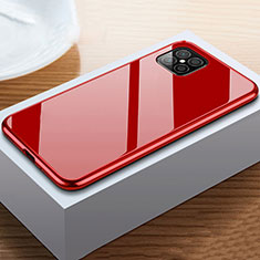 Luxury Aluminum Metal Frame Mirror Cover Case 360 Degrees T02 for Huawei Nova 8 SE 5G Red