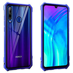 Luxury Aluminum Metal Frame Mirror Cover Case 360 Degrees T02 for Huawei P Smart+ Plus (2019) Blue