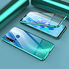 Luxury Aluminum Metal Frame Mirror Cover Case 360 Degrees T02 for Huawei P20 Lite (2019) Cyan
