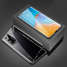 Luxury Aluminum Metal Frame Mirror Cover Case 360 Degrees T02 for Huawei P40 Black