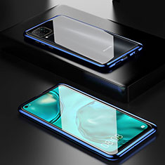 Luxury Aluminum Metal Frame Mirror Cover Case 360 Degrees T02 for Huawei P40 Lite Blue