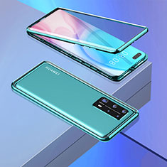 Luxury Aluminum Metal Frame Mirror Cover Case 360 Degrees T02 for Huawei P40 Pro+ Plus Cyan
