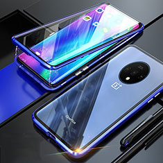 Luxury Aluminum Metal Frame Mirror Cover Case 360 Degrees T02 for OnePlus 7T Blue