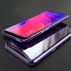 Luxury Aluminum Metal Frame Mirror Cover Case 360 Degrees T02 for Oppo Find X Super Flash Edition Purple