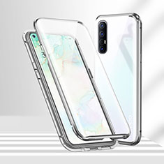 Luxury Aluminum Metal Frame Mirror Cover Case 360 Degrees T02 for Oppo Find X2 Neo Silver