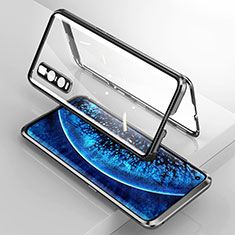 Luxury Aluminum Metal Frame Mirror Cover Case 360 Degrees T02 for Oppo Find X2 Pro Black