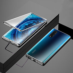 Luxury Aluminum Metal Frame Mirror Cover Case 360 Degrees T02 for Oppo Find X2 Silver