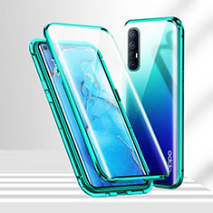 Luxury Aluminum Metal Frame Mirror Cover Case 360 Degrees T02 for Oppo Reno3 Pro Green