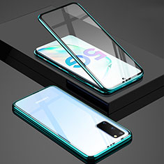 Luxury Aluminum Metal Frame Mirror Cover Case 360 Degrees T02 for Samsung Galaxy S20 5G Green