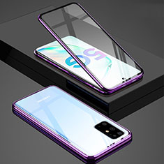 Luxury Aluminum Metal Frame Mirror Cover Case 360 Degrees T02 for Samsung Galaxy S20 Plus Purple