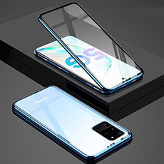 Luxury Aluminum Metal Frame Mirror Cover Case 360 Degrees T02 for Samsung Galaxy S20 Ultra 5G Blue