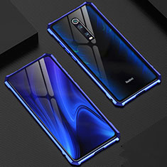 Luxury Aluminum Metal Frame Mirror Cover Case 360 Degrees T02 for Xiaomi Mi 9T Blue