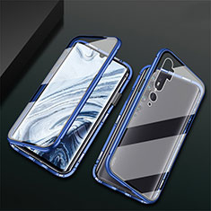 Luxury Aluminum Metal Frame Mirror Cover Case 360 Degrees T02 for Xiaomi Mi Note 10 Blue