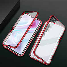 Luxury Aluminum Metal Frame Mirror Cover Case 360 Degrees T02 for Xiaomi Mi Note 10 Pro Red