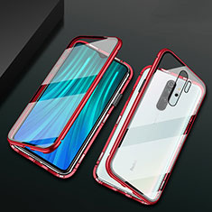 Luxury Aluminum Metal Frame Mirror Cover Case 360 Degrees T02 for Xiaomi Redmi Note 8 Pro Red
