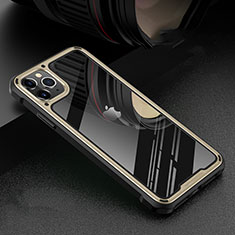 Luxury Aluminum Metal Frame Mirror Cover Case 360 Degrees T03 for Apple iPhone 11 Pro Gold