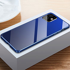 Luxury Aluminum Metal Frame Mirror Cover Case 360 Degrees T03 for Apple iPhone 12 Mini Blue