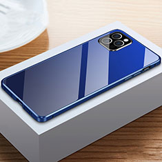 Luxury Aluminum Metal Frame Mirror Cover Case 360 Degrees T03 for Apple iPhone 12 Pro Max Blue