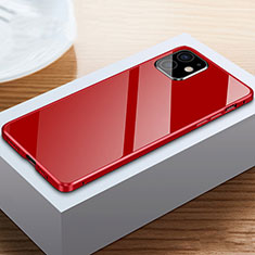 Luxury Aluminum Metal Frame Mirror Cover Case 360 Degrees T03 for Apple iPhone 12 Red