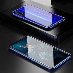 Luxury Aluminum Metal Frame Mirror Cover Case 360 Degrees T03 for Huawei Honor 20 Blue