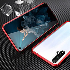 Luxury Aluminum Metal Frame Mirror Cover Case 360 Degrees T03 for Huawei Honor 20 Red