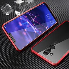 Luxury Aluminum Metal Frame Mirror Cover Case 360 Degrees T03 for Huawei Mate 20 Lite Red