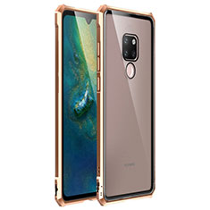 Luxury Aluminum Metal Frame Mirror Cover Case 360 Degrees T03 for Huawei Mate 20 X 5G Gold