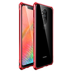Luxury Aluminum Metal Frame Mirror Cover Case 360 Degrees T03 for Huawei Mate 20 X 5G Red
