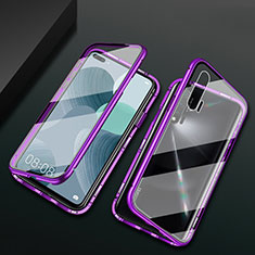 Luxury Aluminum Metal Frame Mirror Cover Case 360 Degrees T03 for Huawei Nova 6 5G Purple