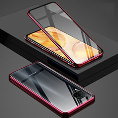 Luxury Aluminum Metal Frame Mirror Cover Case 360 Degrees T03 for Huawei Nova 6 SE Red