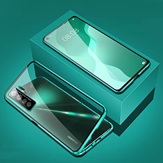 Luxury Aluminum Metal Frame Mirror Cover Case 360 Degrees T03 for Huawei Nova 7 SE 5G Green