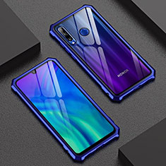 Luxury Aluminum Metal Frame Mirror Cover Case 360 Degrees T03 for Huawei P Smart+ Plus (2019) Blue