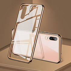 Luxury Aluminum Metal Frame Mirror Cover Case 360 Degrees T03 for Huawei P20 Gold