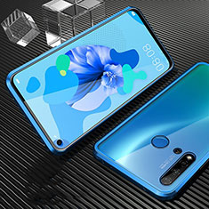 Luxury Aluminum Metal Frame Mirror Cover Case 360 Degrees T03 for Huawei P20 Lite (2019) Blue