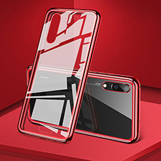 Luxury Aluminum Metal Frame Mirror Cover Case 360 Degrees T03 for Huawei P20 Red