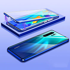 Luxury Aluminum Metal Frame Mirror Cover Case 360 Degrees T03 for Huawei P30 Pro Blue