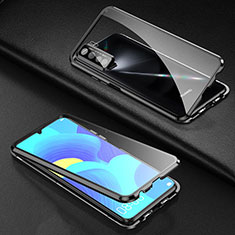 Luxury Aluminum Metal Frame Mirror Cover Case 360 Degrees T03 for Oppo A91 Black