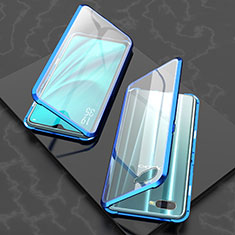 Luxury Aluminum Metal Frame Mirror Cover Case 360 Degrees T03 for Oppo K1 Blue