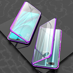 Luxury Aluminum Metal Frame Mirror Cover Case 360 Degrees T03 for Oppo K1 Purple