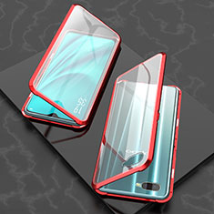 Luxury Aluminum Metal Frame Mirror Cover Case 360 Degrees T03 for Oppo K1 Red
