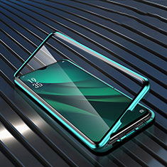 Luxury Aluminum Metal Frame Mirror Cover Case 360 Degrees T03 for Oppo RX17 Pro Green