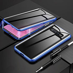 Luxury Aluminum Metal Frame Mirror Cover Case 360 Degrees T03 for Samsung Galaxy S10 Plus Blue