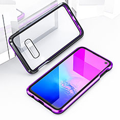 Luxury Aluminum Metal Frame Mirror Cover Case 360 Degrees T03 for Samsung Galaxy S10e Purple