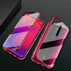 Luxury Aluminum Metal Frame Mirror Cover Case 360 Degrees T03 for Xiaomi Mi 9T Pro Red
