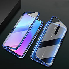 Luxury Aluminum Metal Frame Mirror Cover Case 360 Degrees T03 for Xiaomi Redmi K20 Pro Blue