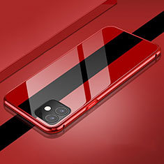Luxury Aluminum Metal Frame Mirror Cover Case 360 Degrees T04 for Apple iPhone 11 Red