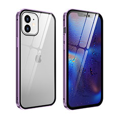 Luxury Aluminum Metal Frame Mirror Cover Case 360 Degrees T04 for Apple iPhone 12 Clove Purple