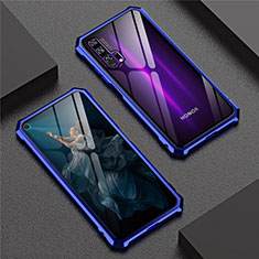Luxury Aluminum Metal Frame Mirror Cover Case 360 Degrees T04 for Huawei Honor 20 Pro Blue